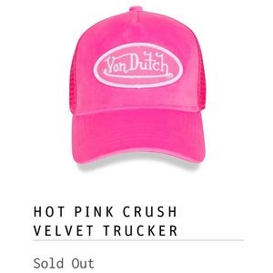 HOT PINK Crush Velvet Von Dutch Trucker hat